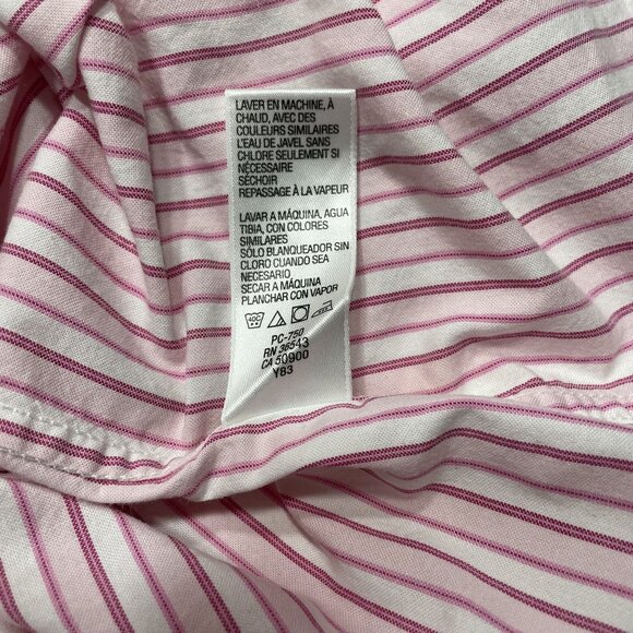 Izod Womens Button Down Shirt Stripe Pink White Size 3X - Picture 10 of 10